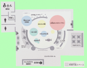 1階ぱれっとひろばのマップ　(上が南側)